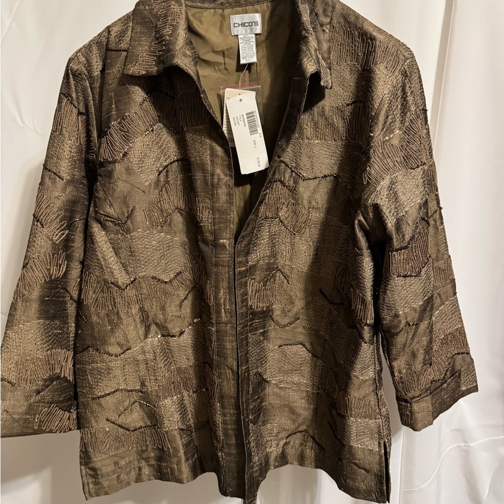 Chico's Elegant Brown Patterned Jacket NWT - image 5